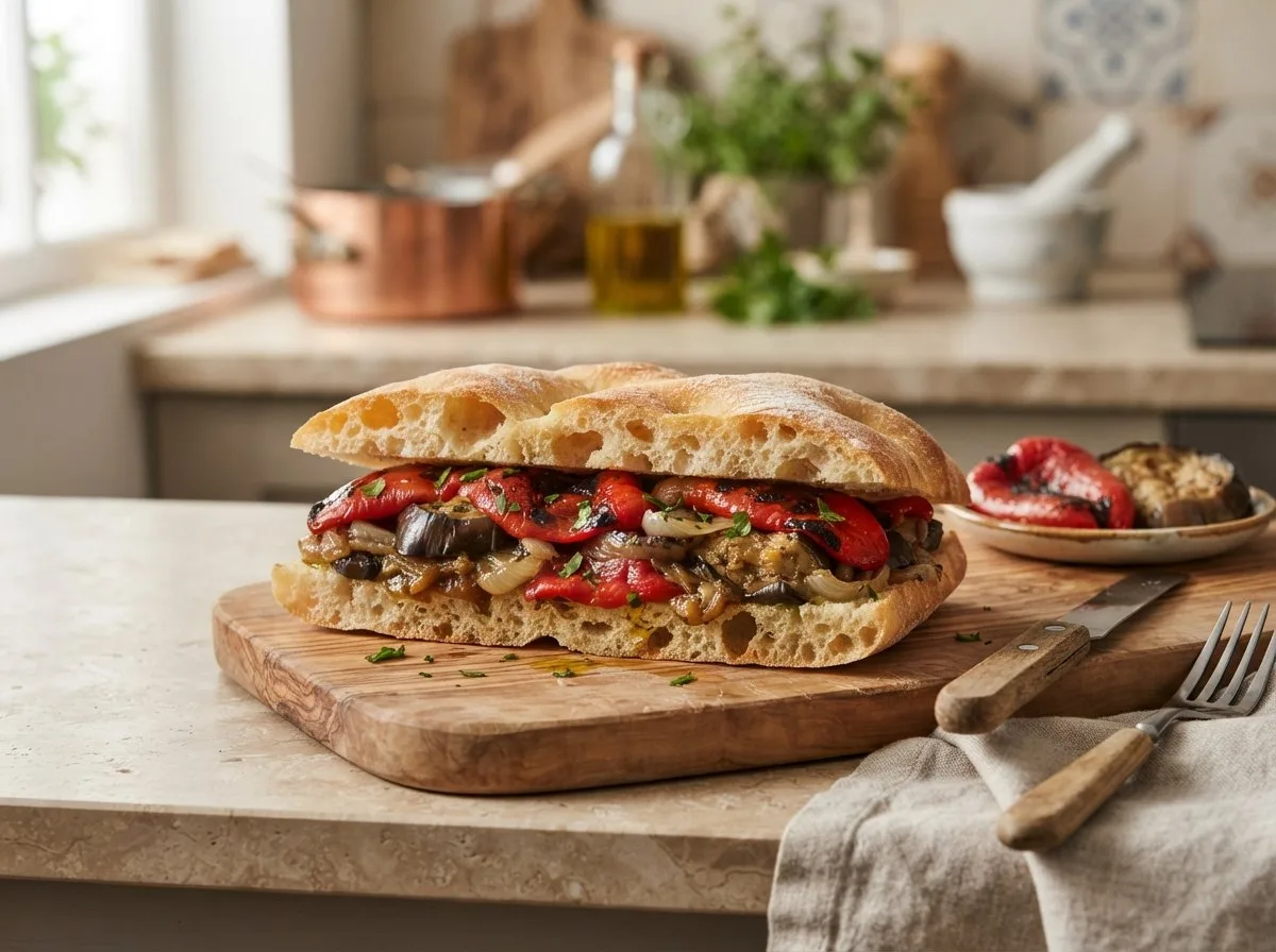 Bocadillo con verduras asadas